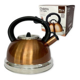 Chaleira Inox Com Apito Crown Bronze 3 Litros Bronze Dourado