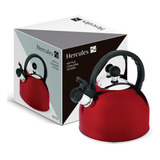 Chaleira Inox Com Apito Fixo Vermelha 2l Hercules