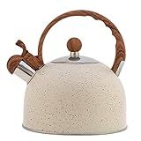 Chaleira Retrô 2 5L Chaleira Apito Retrô Chaleira De Chá Apito Para Água Fervente Café Leite Branco 2 5L Chaleira De Chá Para Fogões De Indução Bule Com Cabo Anti Calor