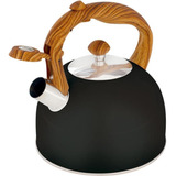 Chaleira Wood Mor Aço Inox 2 5 Litros Preta Apito Cor Preto