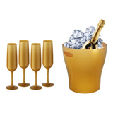 Champanheira Balde De Gelo 7l 4 Taças Champagne Kit Festa