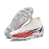 Changshen Chuteiras Unissex Masculinas Sapatos De Futebol Branco Preto Azul FG AG Cano Alto Botas De Futebol Para Jovens Treinamento Profissional Tênis Atlético Branco 7 5