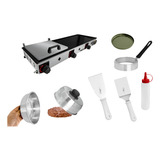 Chapa 80x40 C Prensa Kit P Lanches 6 Acessórios Top Inox