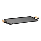 Chapa Bifeteira De Ferro Grande 2 Alças Madeira 53x24 Grill