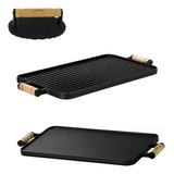 Chapa Bifeteira Dupla Face Grelhada lisa 45x25cm Brinde