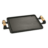 Chapa De Ferro Lisa 30 X 30 Cm Alça Madeira Panela Mineira