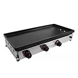 Chapa De Lanche A Gás Profissional Para Hamburguer Ideal Para Restaurantes Com 3 Queimadores 4 Níveis De Calor E Controle De Temperatura Ajustável Fabricada Em Inox Com Revestimento Antiaderente