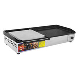 Chapa Elétrica Lanches Hot Dog Porções Inox C prensa 70x30