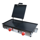 Chapa Lanche Bifeteira A Gás 60x30 Aço Inox Com Prensa Cefaz