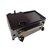 Chapa Profissional A Gás Com Prensa 60 X 40 Cm 2 Queimadores Aço E Inox 3 5mm