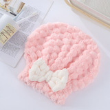 Chapéu Bowknot Dry Hair Toalha De Secagem Rápida De Veludo C