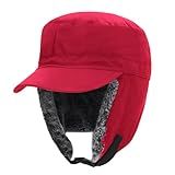 Chapéu Caçador Impermeável Para Homens E Mulheres Boné De Esqui De Beisebol De Inverno Com Aba De Orelha Chapéu Aviador De Caça Ushanka Vermelho M G
