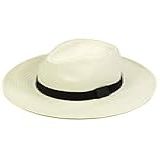 Chapéu Chapelaria Vintage Estilo Panamá Branco Aba Média Faixa Preta G