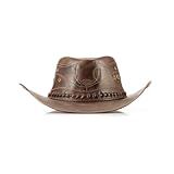 Chapéu Country Unissex Em Couro Legítimo Cor Cacau Estilo Americano Rodeio Festa De Peão Vaquejada M