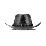 Chapéu Country Unissex Em Couro Legítimo Cor Preto Estilo Americano Kapell M Preto