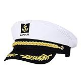 Chapéu De Capitão De Iate Ajustável Da Luoem  Touca Marinha  Boné De Marinheiro Adulto  Acessório De Fantasia De Cosplay  Branco 