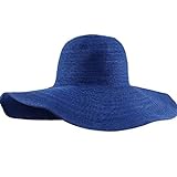 Chapéu De Palha Feminino BESTOYARD Flexível Dobrável Ajustável Para O Sol Praia Havaí Férias De Verão Azul Royal Azul Royal M