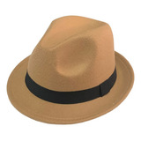Chapéu Fedora Clássico Feltro Lã Aba Curta Unissex Preto