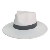 Chapéu Fedora De Feltro Branco Aba Grande E Dura De 8 5cm