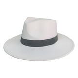 Chapéu Fedora De Feltro Branco Com Aba Grande Dura De 8 5cm