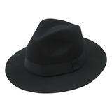 Chapéu Fedora Feltro Preto Tamanho Grande Até 61cm Unissex