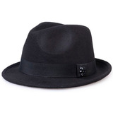 Chapéu Fedora Preto Aba Curta Personalizado Caveira Preta