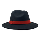Chapéu Fedora Preto Com Fita Vermelha Para Umbanda Exu