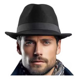 Chapéu Gangster Fedora Feltro Aba Mini 4cm Com Pingente