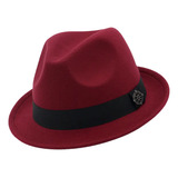 Chapéu Gangster Fedora Feltro Aba Mini 4cm Com Pingente