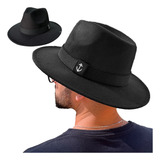 Chapeu Gangster Floppy Fedora Faroeste Faixa Preto Feltro Nf