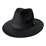 Chapeu Gangster Floppy Fedora Faroeste Faixa Preto Feltro Nf