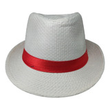 Chapéu Panamá Branco Com Fita Vermelha