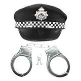 Chapéu Policial E Algema Quepe Boina Fantasia Festa Cosplay