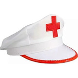 Chapéu Quepe Enfermeira Fantasia Carnaval Adulto Cor Branco E Vermelho