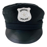 Chapéu Quepe Policial Boina Preto Fantasia