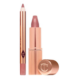 Charlotte Tilbury Conjunto De Batons E Delineadores Mini Pillow Talk Acabado Mate Color Rosa
