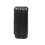 Charuteira Porta Charuto Couro Para 3 Preto Grande
