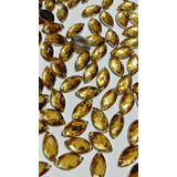 Chaton Navete Dourado Mel Brilhante 12x6mm Pacote 50gramas
