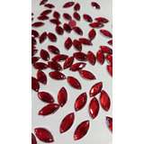 Chaton Navete Vermelho Brilhante 15x7mm Pacote Com 50gramas