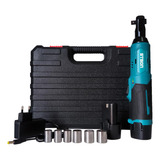 Chave Catraca Eletrica 12v 2 Baterias Recarregavel Kit Cor Azul