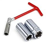 Chave De Vela Universal Com Soquetes 16mm E 21mm - Encaixe Cromo Brilhante - Ferramenta Automotiva Ideal Para Carros E Motos - Alta Resistência E Durabilidade