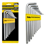 Chave Para Parafuso Torx Aço Tipo L 10 Peças T9 A T50 Eda Cor Amarelo