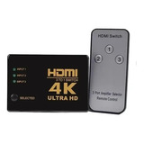 Chave Seletora Switch Hdmi 3 Ent 1 Saída E Controle 4k