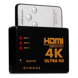 Chaveador Switch Hdmi 3 Portas Seletor Com Controle