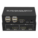 Chaveador Switch Kvm 2 Portas Hdmi Mouse Teclado E Monitor