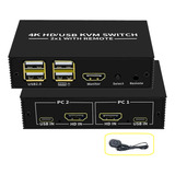 Chaveador Switch Kvm 2 Portas Hdmi Mouse Teclado E Monitor