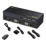 Chaveador Switch Kvm Display Port 2x1 Displayport 4k Usb
