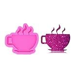Chaveiro Brilhante Em Forma De Xícara De Café A Vapor Brilhante Com Orifício Para Decoração De Artesanato Epóxi Faça Você Mesmo Brincos Bugigangas Colar De Doces Molde De Fondant Cristal Sobremesas