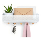 Chaveiro De Parede Lumai Porta Chave Com Dupla Instalação Cabideiro Cor Branco Suporte Chaves Com 5 Ganchos De Madeira Sala Escritorio Quarto Cabide Pendurar Pendurador Lu