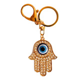 Chaveiro Metal Olho Grego Mão Hamsá Mão De Fátima Com Strass